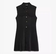【新品】ZARA クレープミニワンピース　ブラック