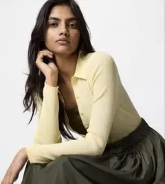 ユニクロ　UNIQLO リブポロカーディガン