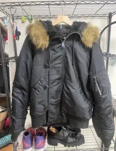 【Y2K】アルファ ALPHA N-2B フライトジャケット ファー 短丈 黒