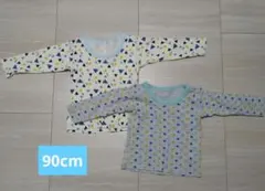 90cm 長袖シャツ 肌着　2枚セット 三角模様 星模様　スキー　綿100