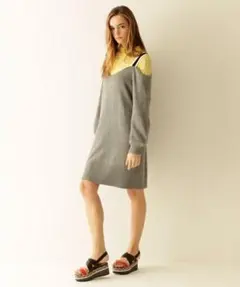 グレースコンチネンタル　オフショルチュニックニットワンピース　グレー　36