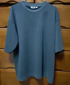 ユニクロU エアリズムコットンオーバーサイズTシャツ/5分袖 07GRAY XL