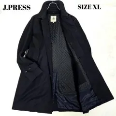 ジェイプレス ステンカラーコート ロングコート ライナー付 比翼 濃紺 XL