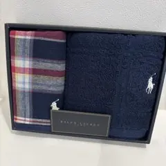 新品　ラルフローレン　タオル2枚セット　ネイビー　チェック