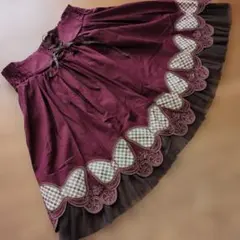 アクシーズファム　フレアスカート ワインレッド 蝶の刺繍