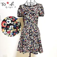 To*b. by agnes b. パフスリーブ花柄ひざ丈ワンピース　サイズ38のサムネイル