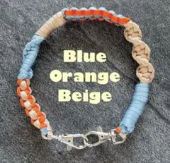 スマホストラップ　青オレンジベージュ　パラコード　ストラップ　キーホルダー