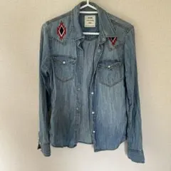 ビームス BEAMS デニムシャツ メンズ S 刺繍 古着 ビンテージ