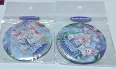 雪ミク　特大缶バッジ　雪ミク＆雪うさぎキティ　ハローキティ　北海道限定　ビッグ 雪ミクとハローキティがコラボ♪北海道限定でアイテムが登場