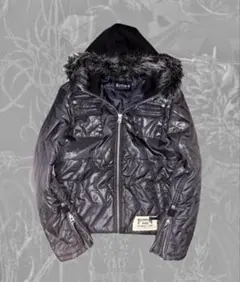 00s archiveファー付きダウン Y2K 短丈 グランジ 光沢 お兄系平成