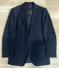 美品 メンズスーツ 濃紺 ヘリンボーン シャドウストライプ ネイビー Y7