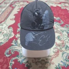 ミッキーマウス刺繍キャップ 黒