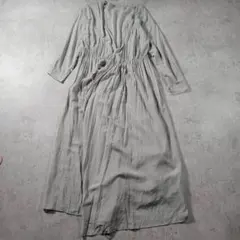 【美品】GALLARDAGALANTE NAVY リネン風ロングワンピース F