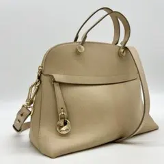 【美品】フルラ パイパーM ベージュ レザー 2way ショルダーバッグ