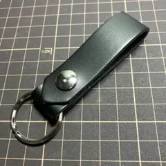 新品 本革 黒 顔料レザー ベルトループキーホルダー キーリング 牛革 #189