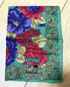 【新品】LANCETTI グリーン　ローズ　ピオニー柄 大判ハンカチのサムネイル