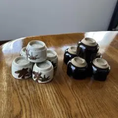白黒陶器お猪口10個セット