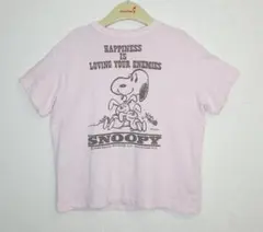 デニム&ダンガリーPEANUTSスヌーピーコラボ半袖Tシャツ　ライトピンク130
