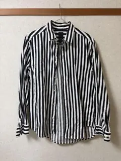 H＆M 白黒ストライプ 長袖シャツ