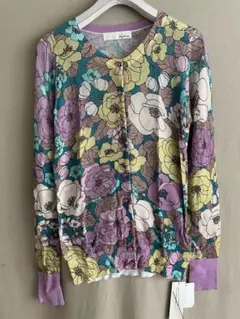 B01551 リリーブラウンLILY BROWN レトロ　大花柄　カーディガン