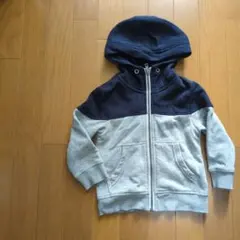 ベビー服 90 h&m フード付きジップアップパーカー ネイビー・グレー