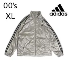 00s 国旗タグ adidas トラックジャケットウインドブレーカー シルバー