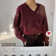 GLOBAL WORK スウェットライクVネックプルオーバー M