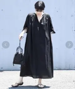 JOURNAL STANDARD ネックギャザー ロングワンピース ブラック