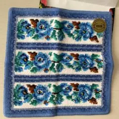 FEILER 青いバラ柄 ハンカチ