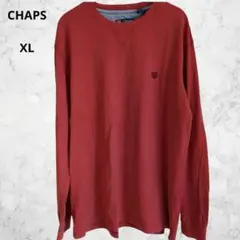 【90sチャップス　ラルフローレン】CHAPS ロンT 赤 XL ガゼット刺繍のサムネイル