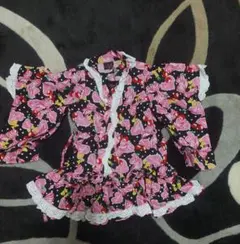 値下げ甚平スカート　ゆかたドレス　女の子　子供服90 レースワンピース夏祭り花火