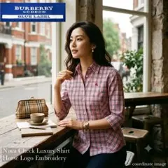BURBERRY ノバチェック 騎士ロゴ刺繍 総柄 長袖シャツ ピンク S - メルカリ