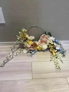 手作りフープブーケ、ブートニア　造花　結婚式　前撮り　ウェディング