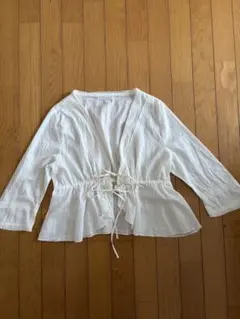 ホワイト レース フロントリボン ブラウス