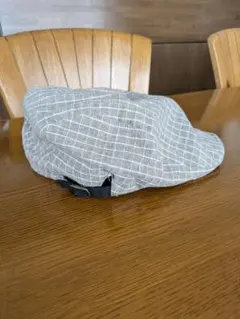 【美品】グレー系チェック ハンチング帽