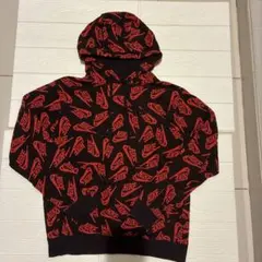 NIKE ナイキ 総柄 パーカー フーディー ブラック レッド S