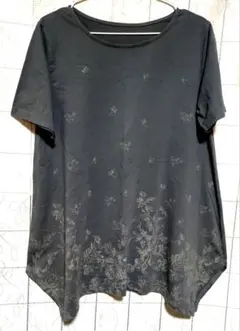 HEART MARKET 変形チュニックTシャツ チャコールグレー