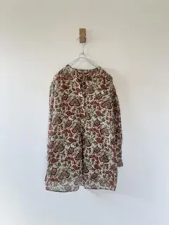 23区　コットンとシルクのキーネックシャツ　ブラウス　ペイズリー柄のサムネイル
