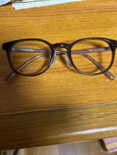 JINS ブラウン ラウンドフレーム メガネレンズ無し　50◻︎20-144