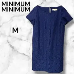 総レースワンピース【M】膝丈 セミフォーマル 上品 綺麗め セレモニー ネイビー