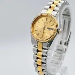 美品【稼働】SEIKO セイコー5 レディースウォッチ デイデイト自動巻 コンビ