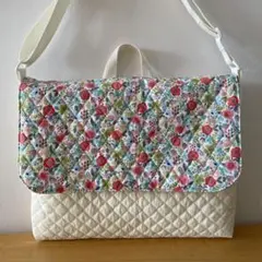 図書袋　絵本袋　通園バッグ　ハンドメイド　フラワー　ショルダーバッグ