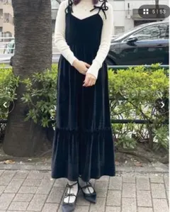 merry jenny リボンリボンベロアワンピース