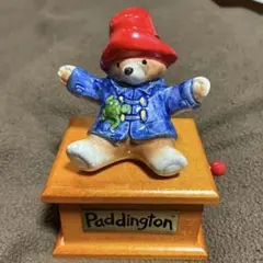 80sアンティーク パディントン　陶器・木製　手回しオルゴール サンキョウ　美品
