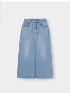 GU　ジーユー　ライトブルーデニムスカート スリット入り　L