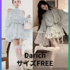 Darich トワルドジュイ　シフォンフリルミニワンピース　ブルー　FREE