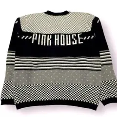 PINK HOUSE ピンクハウス　ロゴ　ボーダー　ハート柄カーディガン　ニット