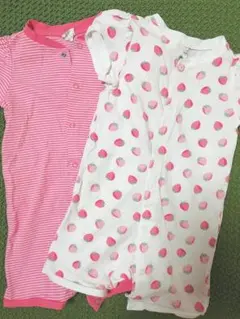 半袖　ロンパース　2枚組　2枚セット　女の子　H＆M　綿100％