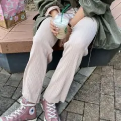 セルフカット　プリーツクロスイージーパンツ　プリーツレギンスパンツ