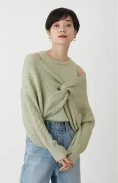 AZUL by moussy フロントツイストニットトップス